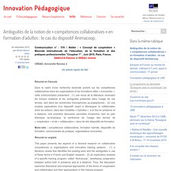 Ambiguïtés de la notion de « compétences collaboratives » en formation d’adultes : le cas du dispositif Animacoop.