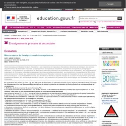 Mise en œuvre du livret personnel de compétences