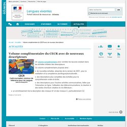 Volume complémentaire du CECR avec de nouveaux descripteurs - Langues vivantes - Éduscol
