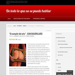 “El complot del arte” – JEAN BAUDRILLARD