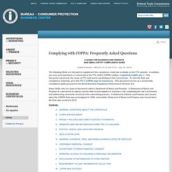 Complying with COPPA: Frequently Asked Questions