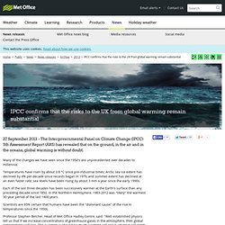 IPCC confirms that the risks to the UK from global warming remain substantial