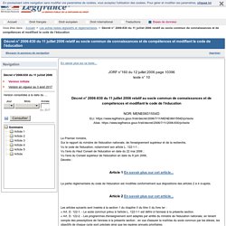 Le socle commun de connaissances et de compétences (décret)