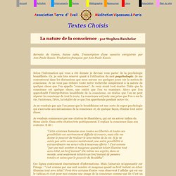 La nature de la conscience dans le bouddhisme - Stephen Batchelor