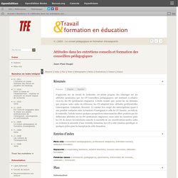 Attitudes dans les entretiens conseils et formation des conseillers pédagogiques