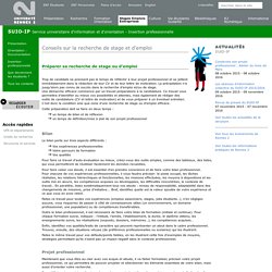 Conseils sur la recherche de stage et d'emploi