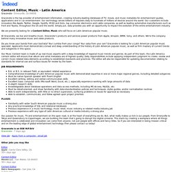 Content Editor, Music - Latin America - Emeryville, CA 94608 - Indeed Mobile