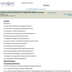La lutte contre le terrorisme et le respect des droits de l'homme - Sydney Adoua