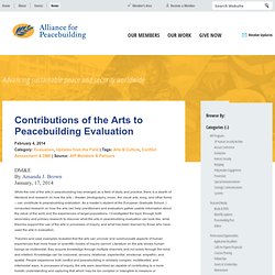 Contributions of the Arts to Peacebuilding Evaluation : Alliance for Peacebuilding