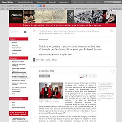 Théâtre et justice : autour de la mise en scène des Criminels de Ferdinand Bruckner par Richard Brunel