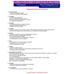 Critères d'évaluation d'un exposé oral