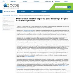 De nouveaux efforts s’imposent pour davantage d’équité dans l’enseignement
