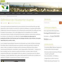 Définition de l'économie vivante - Oetopia