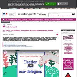 Des élèves éco-délégués pour agir en faveur du développement durable