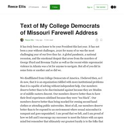 Reece Farewell as Pres of MO College Dems