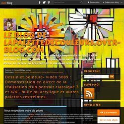 Dessin et peinture- vidéo 3089 : Démonstration en direct de la réalisation d'un portrait classique 3 et 4/4 - huile ou acrylique et autres palettes restreintes.