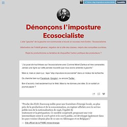 Dénonçons l'imposture Ecosocialiste