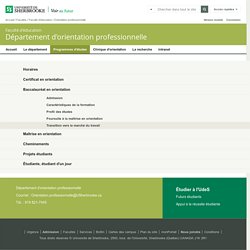 Transition vers le marché du travail - Département d'orientation professionnelle
