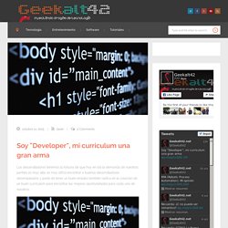 Geekalt42 - Soy "Developer", mi curriculum es una gran arma