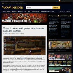 New raid team development website needs users and feedback