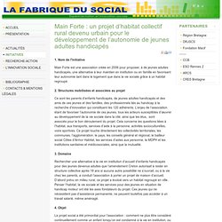 Main Forte : un projet d’habitat collectif rural devenu urbain pour le développement de l’autonomie de jeunes adultes handicapés