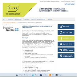 La grille d'évaluation du développement de l’enfant (GED) - CLIPP, Centre de liaison sur l'intervention et la prévention psychosociales