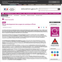 Plan de développement des usages du numérique à l'École
