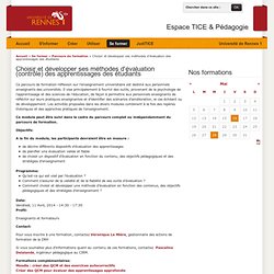 Choisir et développer ses méthodes d'évaluation (contrôle) des apprentissages des étudiants