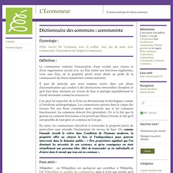 Dictionnaire des communs : commoniste