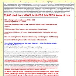 55,000 died from VIOXX, both FDA & MERCK knew of risk