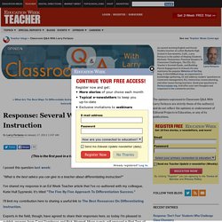 Response: Several Ways To Differentiate Instruction