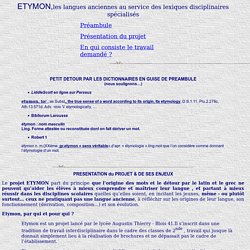L'étymologie au service des lexiques disciplinaires spécialisés : Etymon, présentation