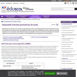 Promotion de la santé - Dispositifs d'écoles promotrices de santé