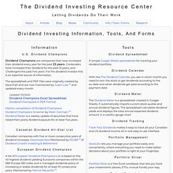 The Dividend Investing Resource Center - Information, Tools, And Forms