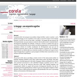 Le langage : une empreinte cognitive