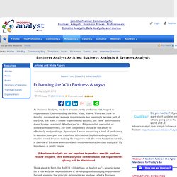 Enhancing the 'A' in Business Analysis