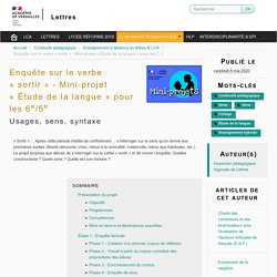 Enquête sur le verbe « sortir » - Mini-projet « Étude de la langue » pour les 6e/5e