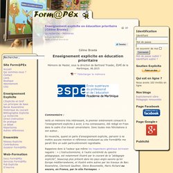 Enseignement explicite en éducation prioritaire (Céline Braida)
