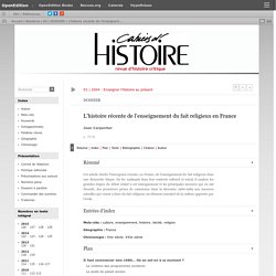 L’histoire récente de l’enseignement du fait religieux en France