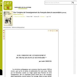 Sur l'origine de l'enseignement du français dans le secondaire