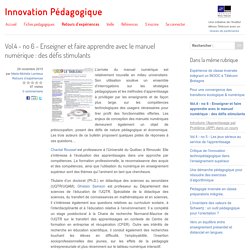 Vol.4 - no 6 - Enseigner et faire apprendre avec le manuel numérique : des défis stimulants