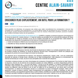 Enseigner plus explicitement, un outil pour la formation