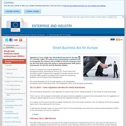 Small Business Act for Europe - Small and medium sized enterprises (SME) - Enterprise and Industry