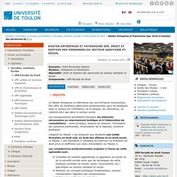 Master Entreprise et Patrimoine Spé. Droit et Gestion des personnes du (...)