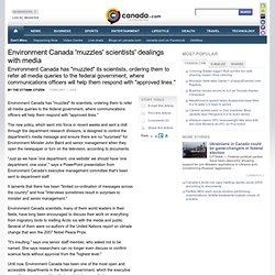 Environment Canada 'muzzles' scientists' dealings with media