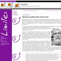 Epicure, le plaisir du savoir-vivre « Limites