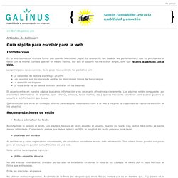 Guía rápida para escribir para la web. Artículos de Galinus