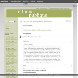 Éthique des affaires et économie sociale