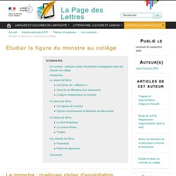 Etudier la figure du monstre