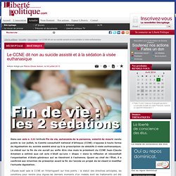 Le CCNE dit non au suicide assisté et à la sédation à visée euthanasique